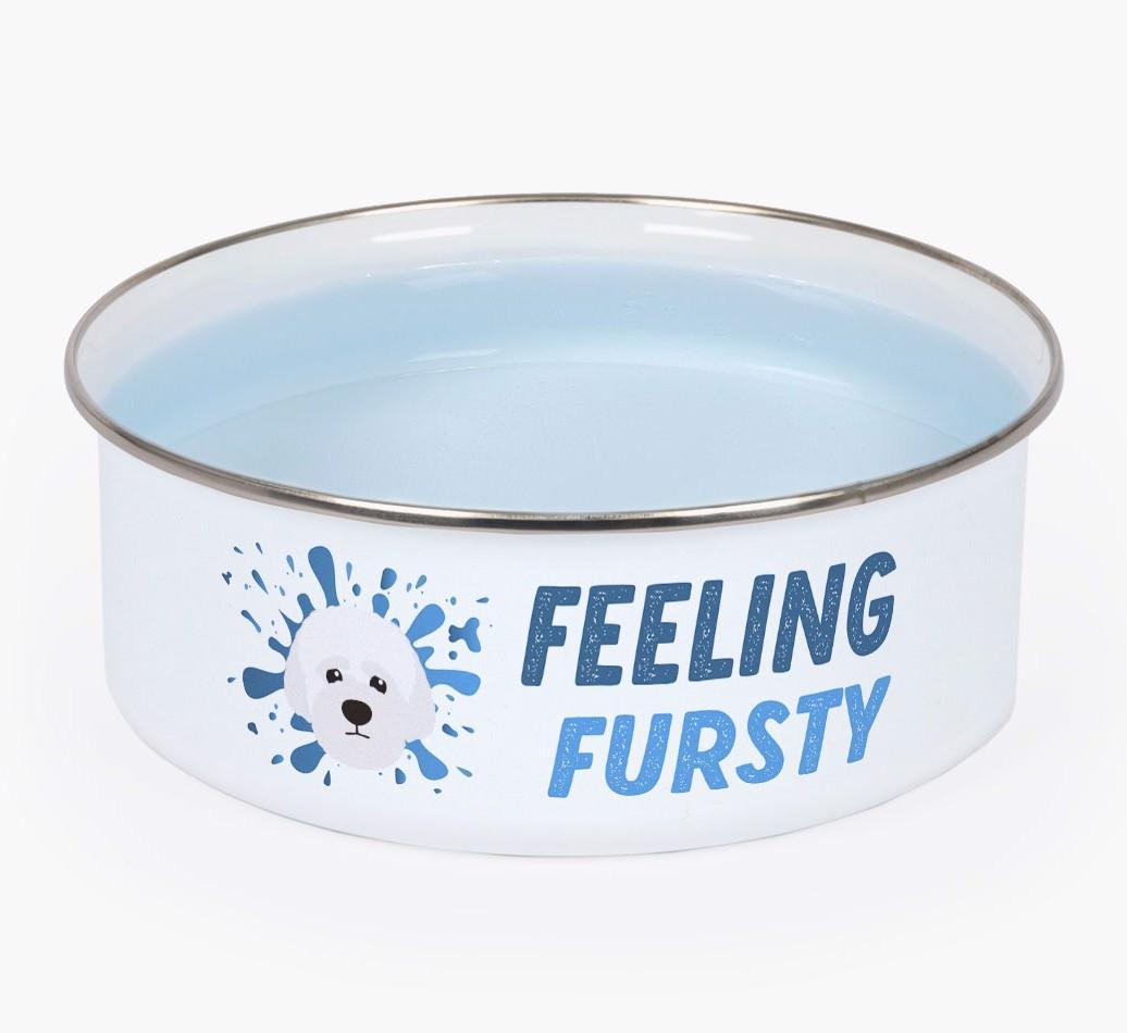 Feeling Fursty: Personalized {breedFullName} Enamel Dog Bowl