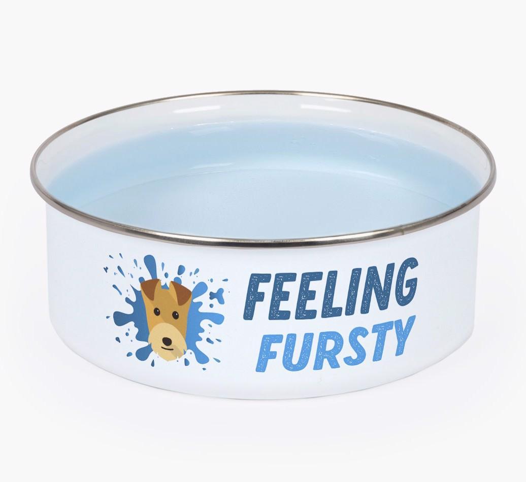 Feeling Fursty: Personalized {breedFullName} Enamel Dog Bowl