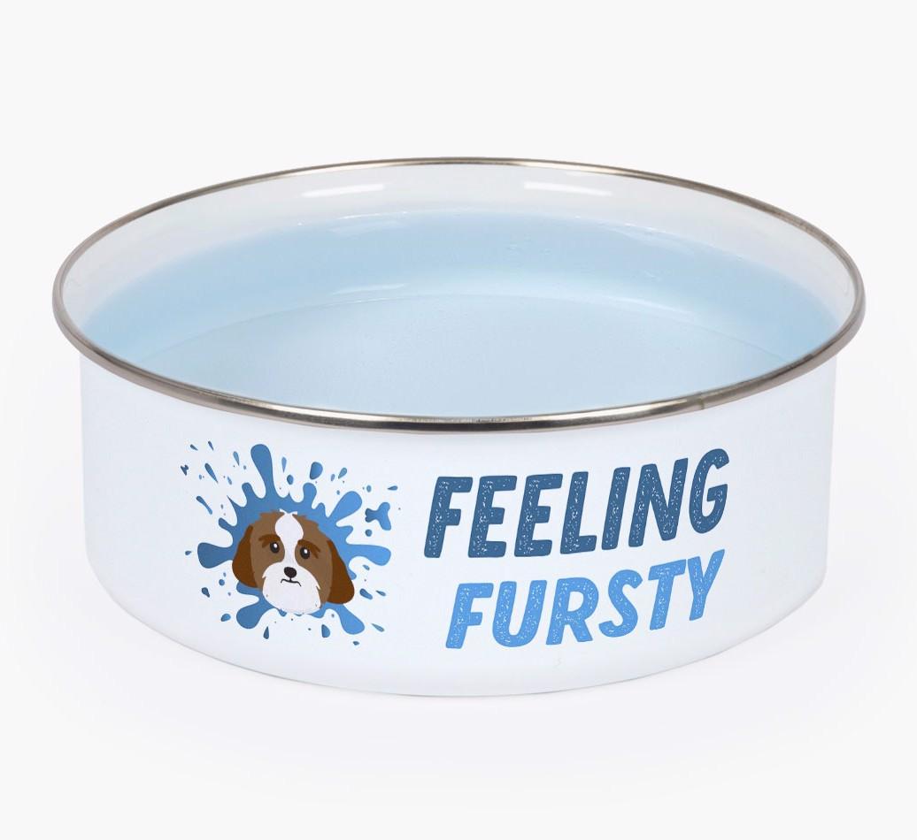 Feeling Fursty: Personalized {breedFullName} Enamel Dog Bowl