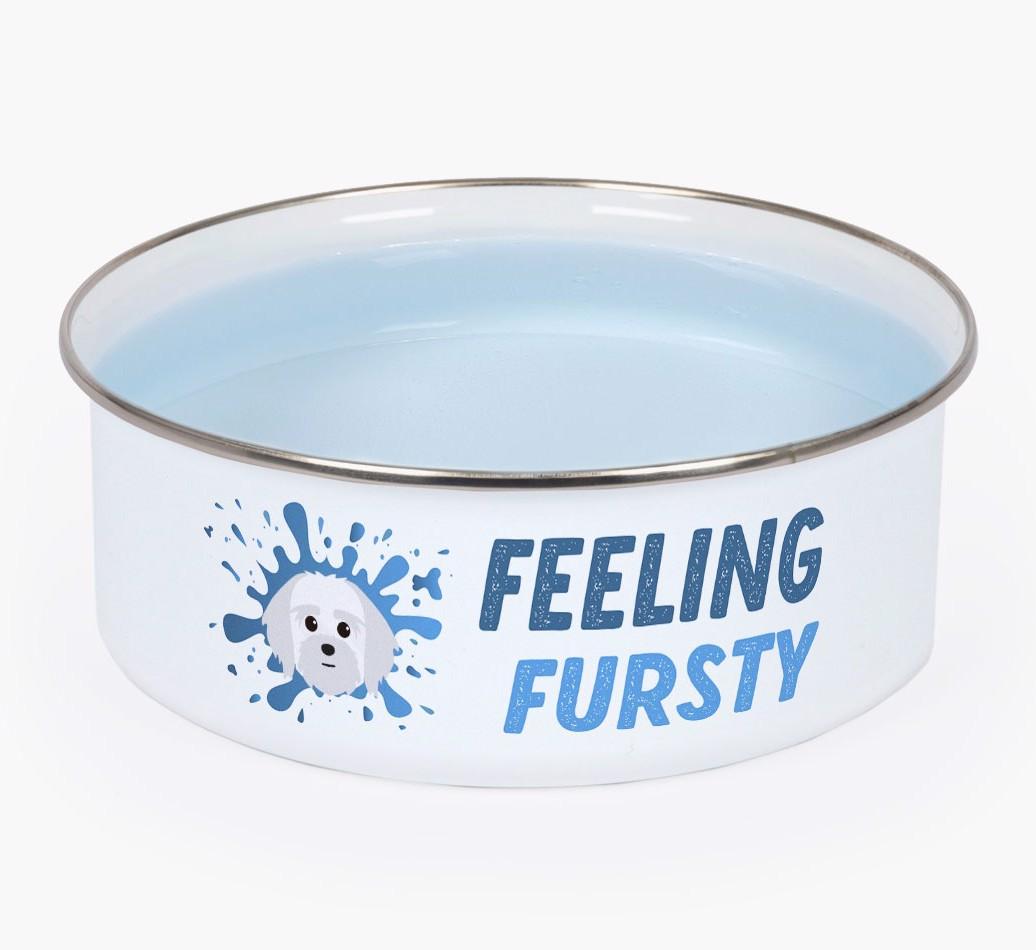 Feeling Fursty: Personalized {breedFullName} Enamel Dog Bowl