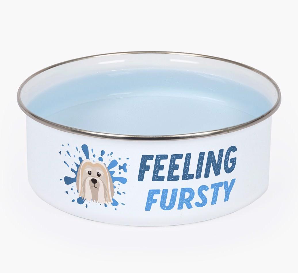 Feeling Fursty: Personalized {breedFullName} Enamel Dog Bowl