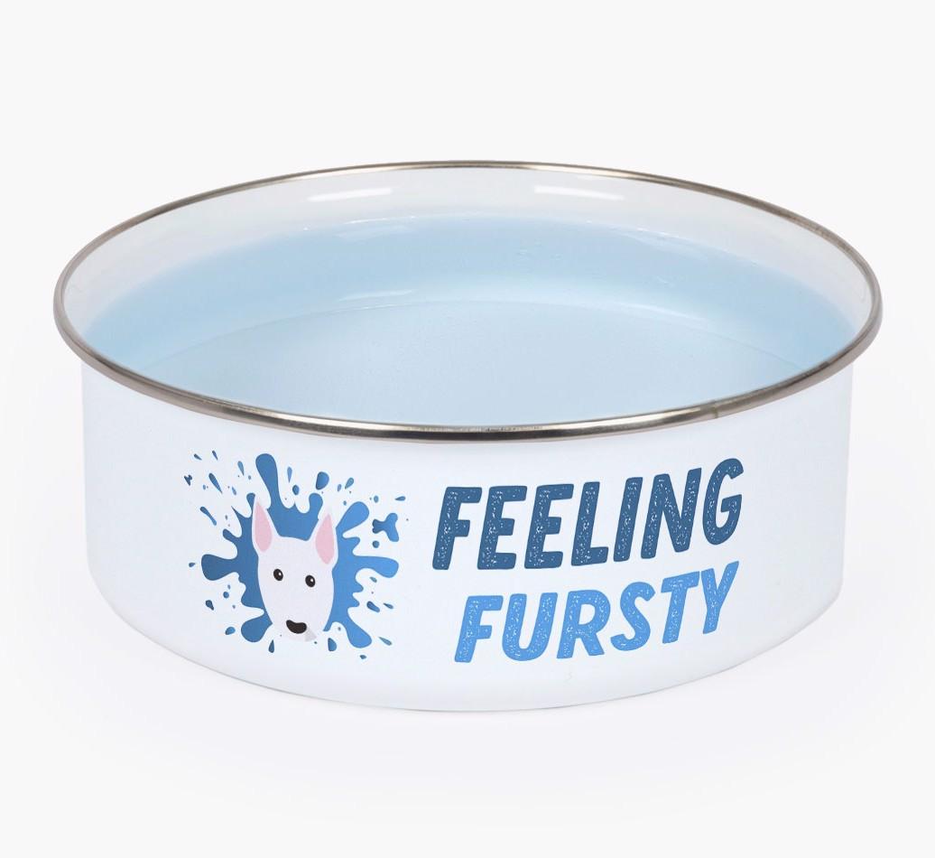 Feeling Fursty: Personalized {breedFullName} Enamel Dog Bowl