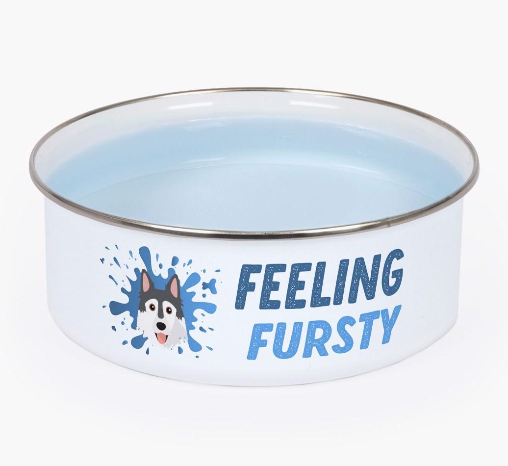 Feeling Fursty: Personalized {breedFullName} Enamel Dog Bowl