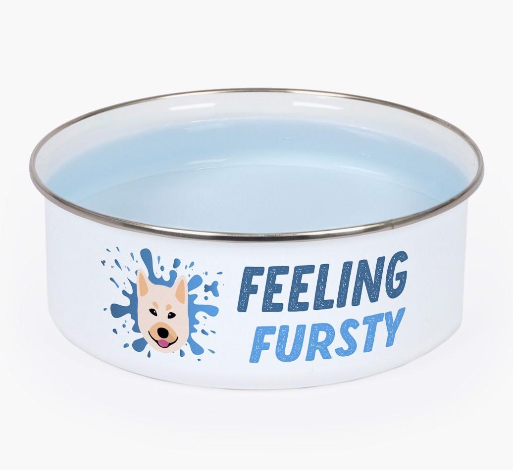 Feeling Fursty: Personalized {breedFullName} Enamel Dog Bowl
