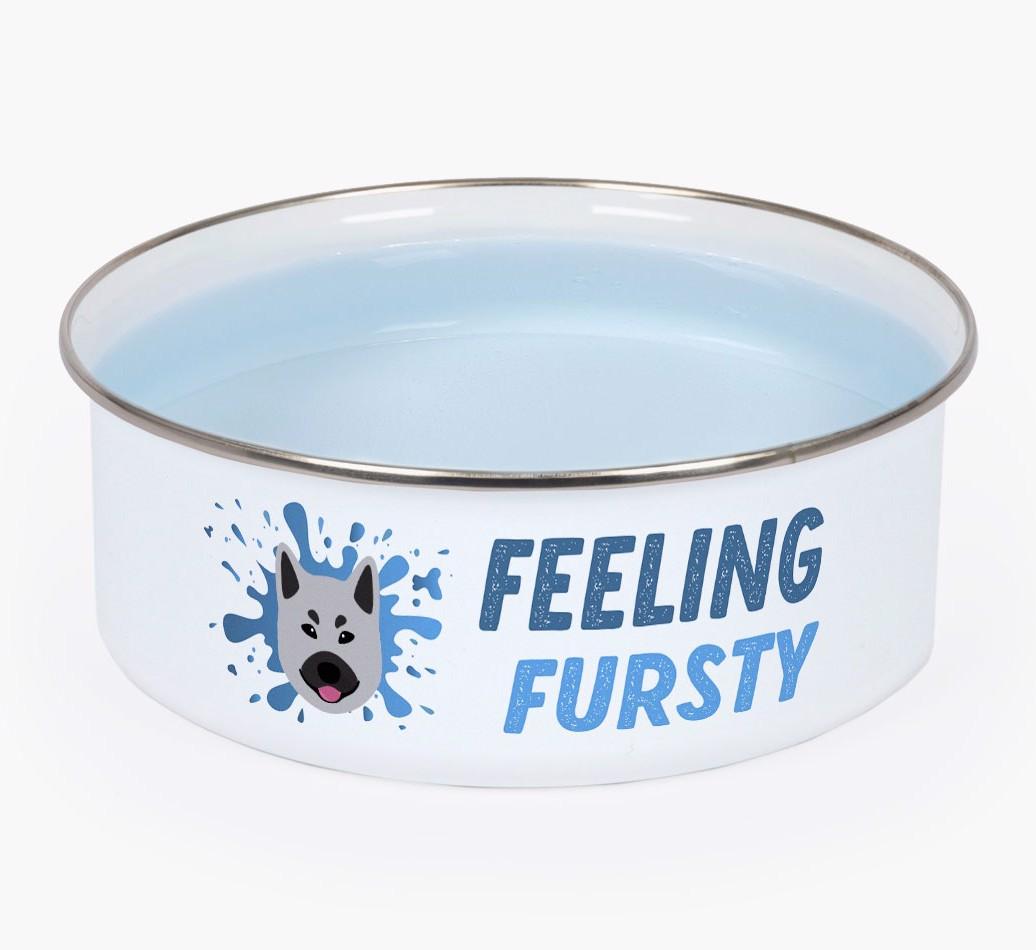 Feeling Fursty: Personalized {breedFullName} Enamel Dog Bowl