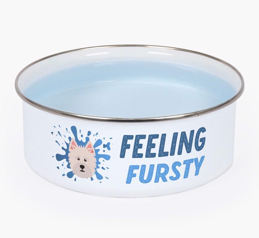 Feeling Fursty: Personalized {breedFullName} Enamel Dog Bowl