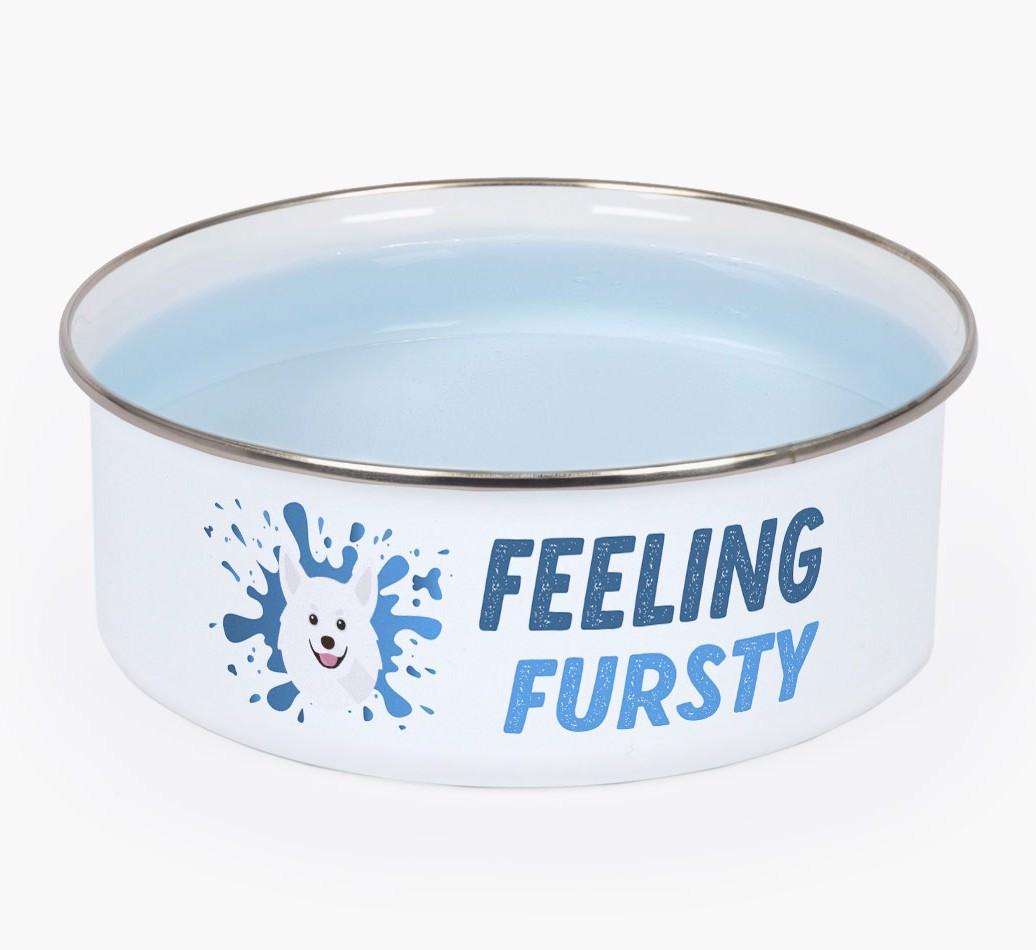 Feeling Fursty: Personalized {breedFullName} Enamel Dog Bowl