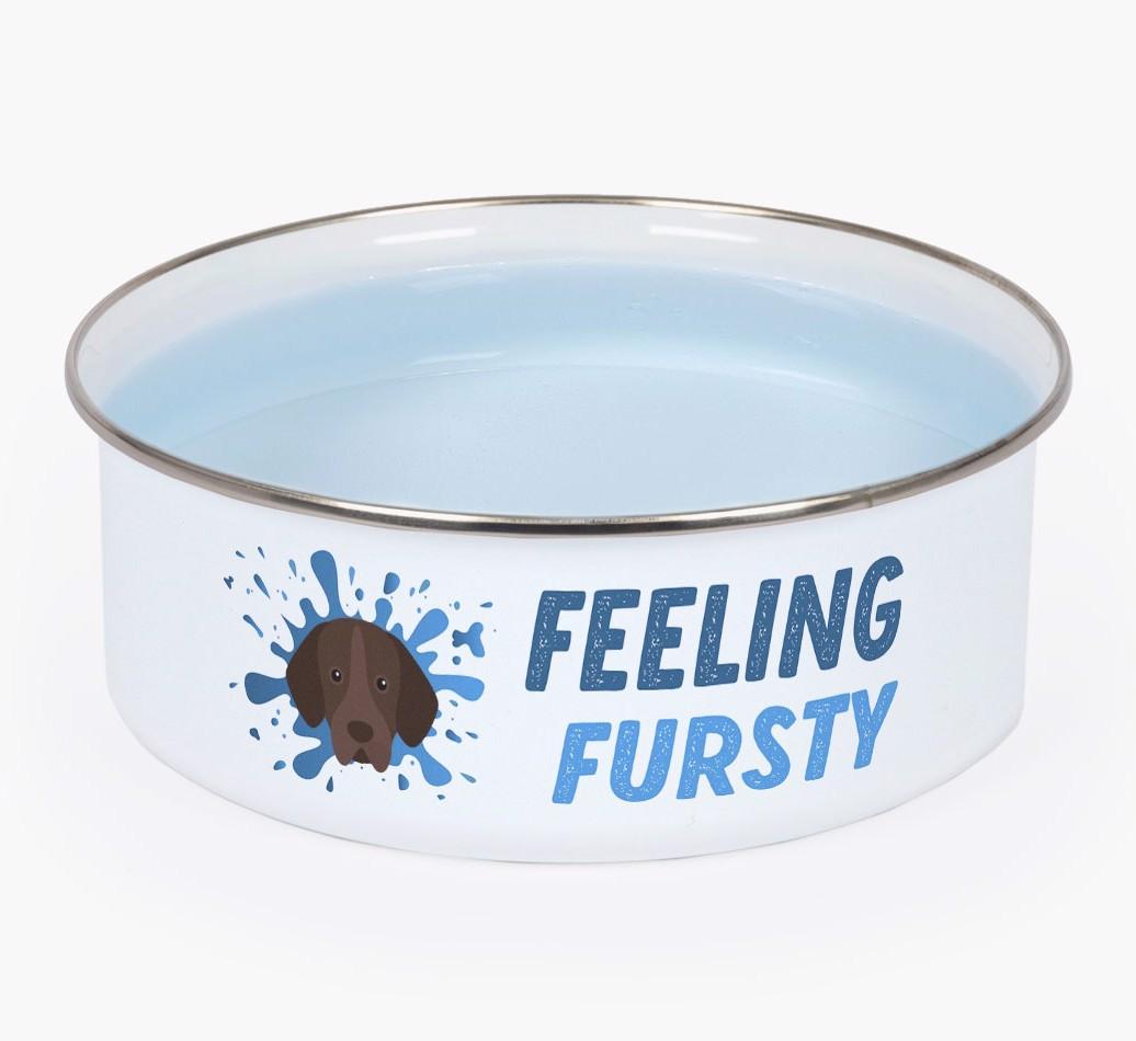 Feeling Fursty: Personalized {breedFullName} Enamel Dog Bowl
