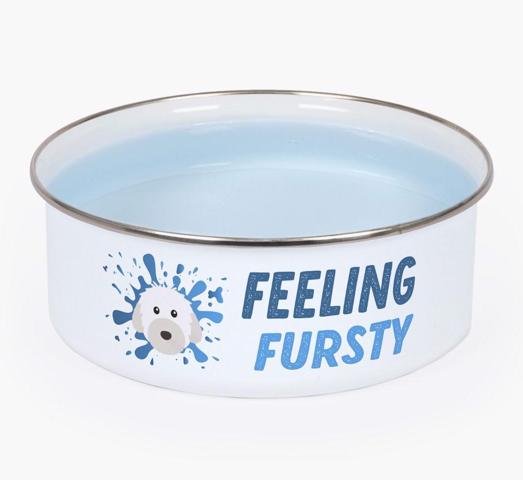 Feeling Fursty: Personalized {breedFullName} Enamel Dog Bowl
