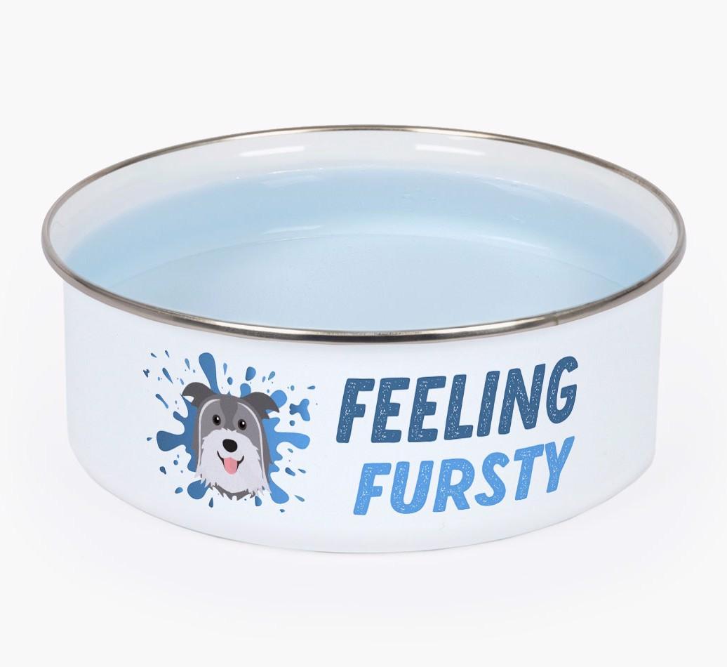 Feeling Fursty: Personalized {breedFullName} Enamel Dog Bowl