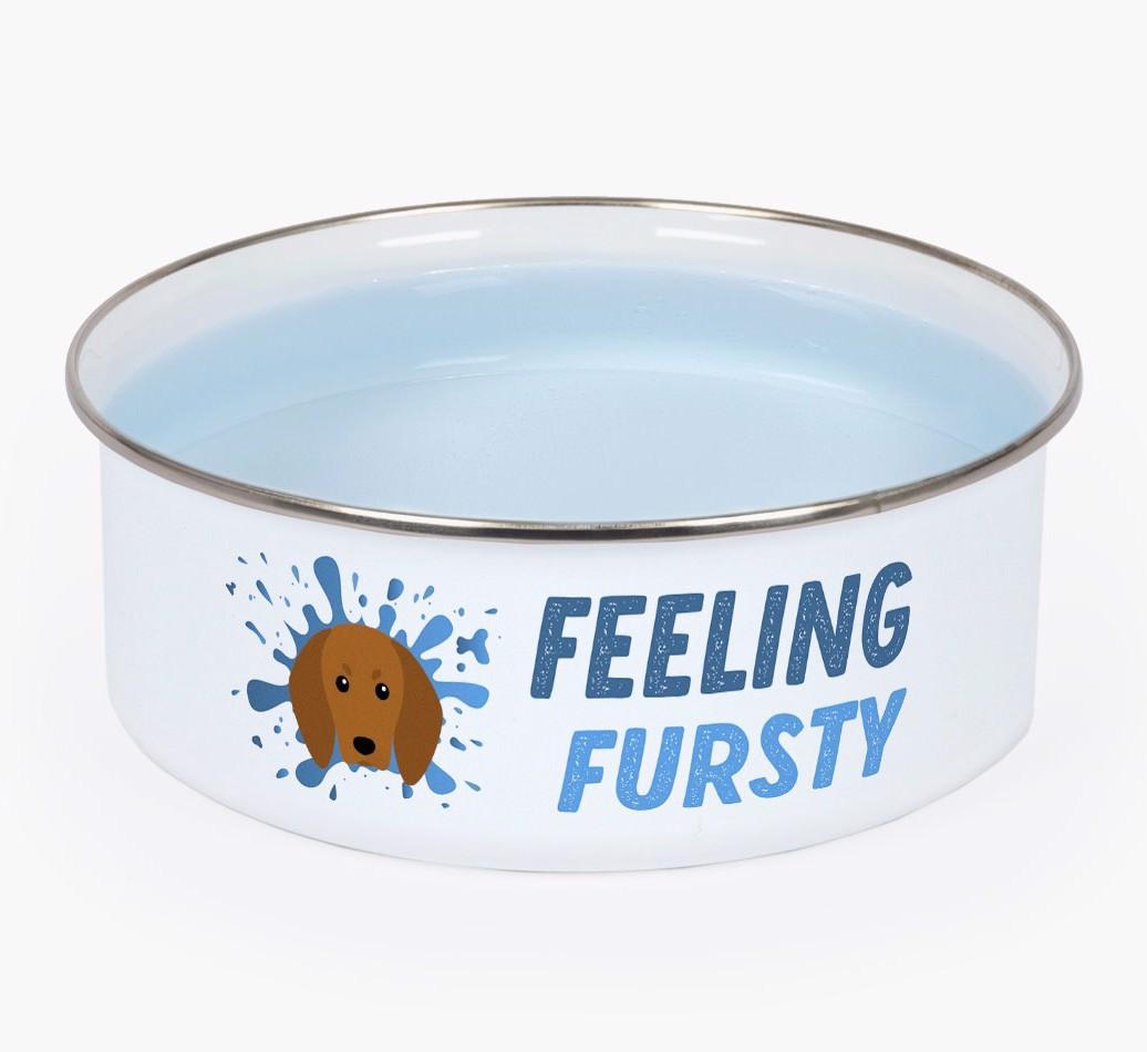 Feeling Fursty: Personalized {breedFullName} Enamel Dog Bowl