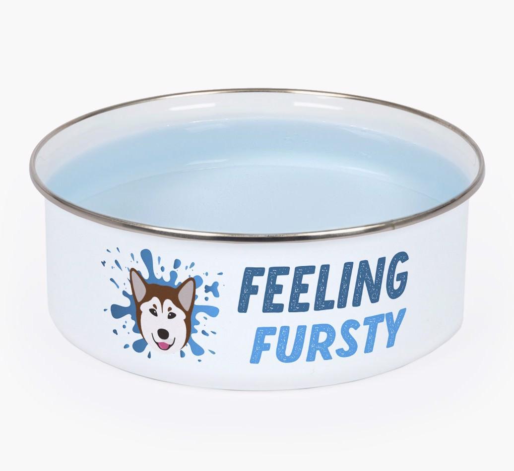 Feeling Fursty: Personalized {breedFullName} Enamel Dog Bowl