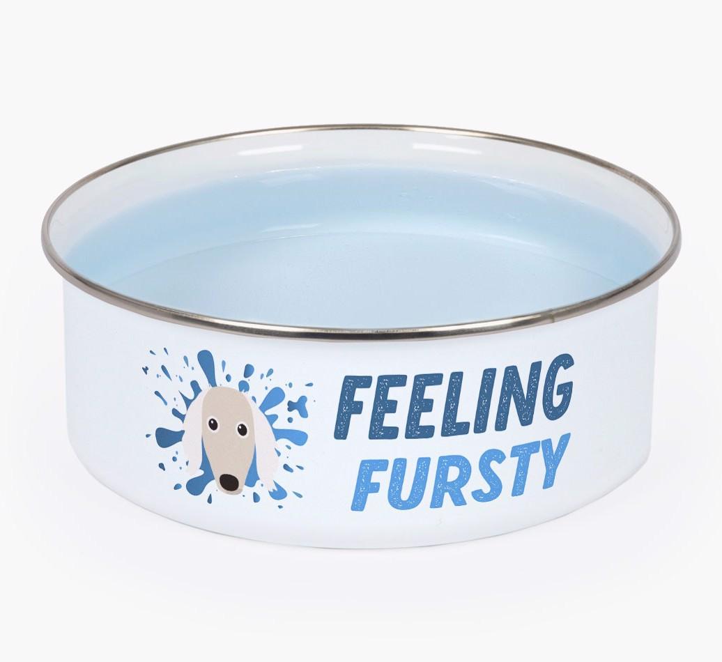 Feeling Fursty: Personalized {breedFullName} Enamel Dog Bowl