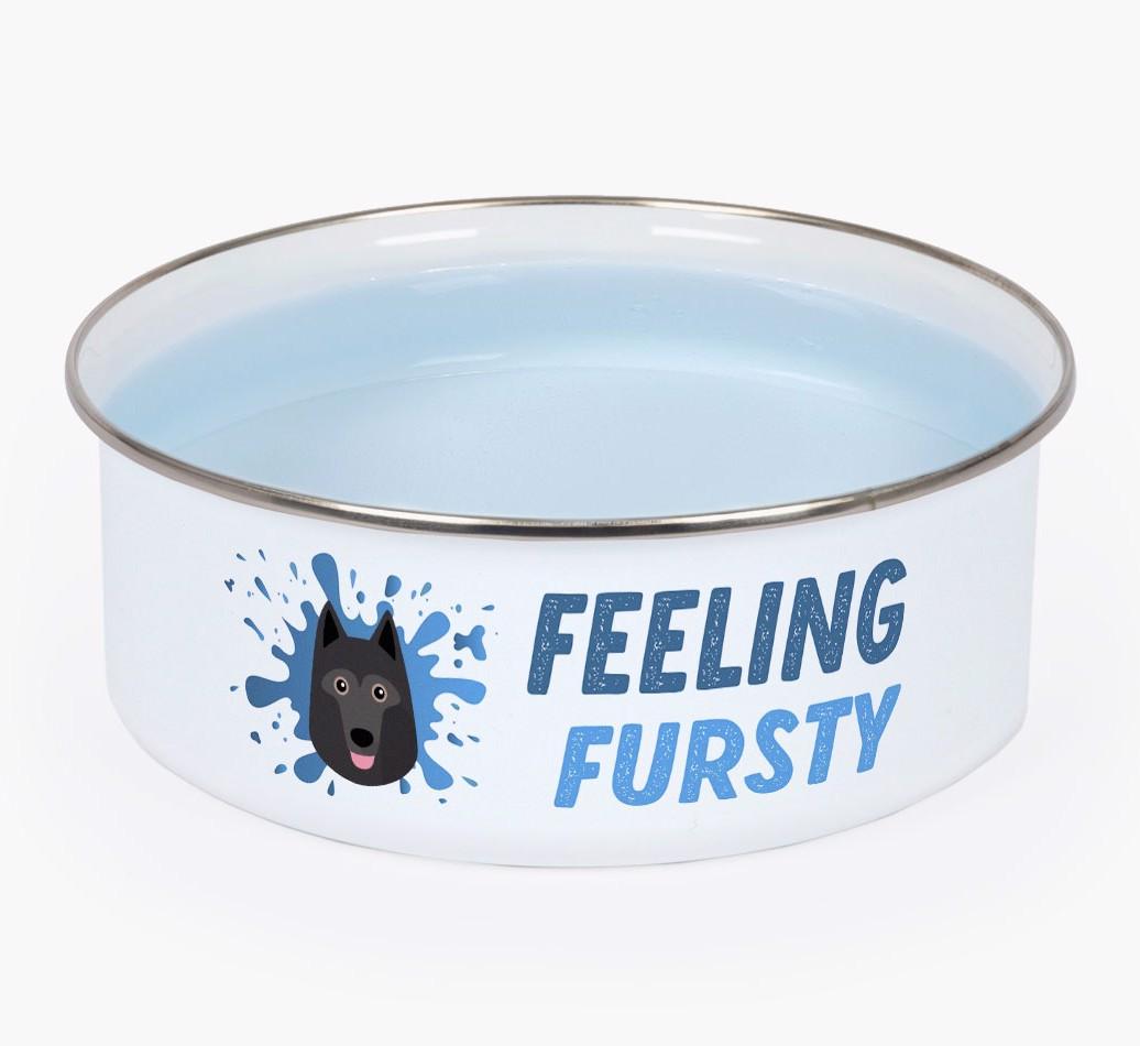 Feeling Fursty: Personalized {breedFullName} Enamel Dog Bowl