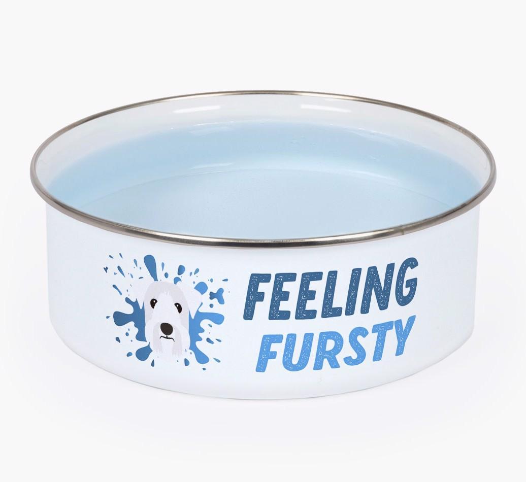 Feeling Fursty: Personalized {breedFullName} Enamel Dog Bowl