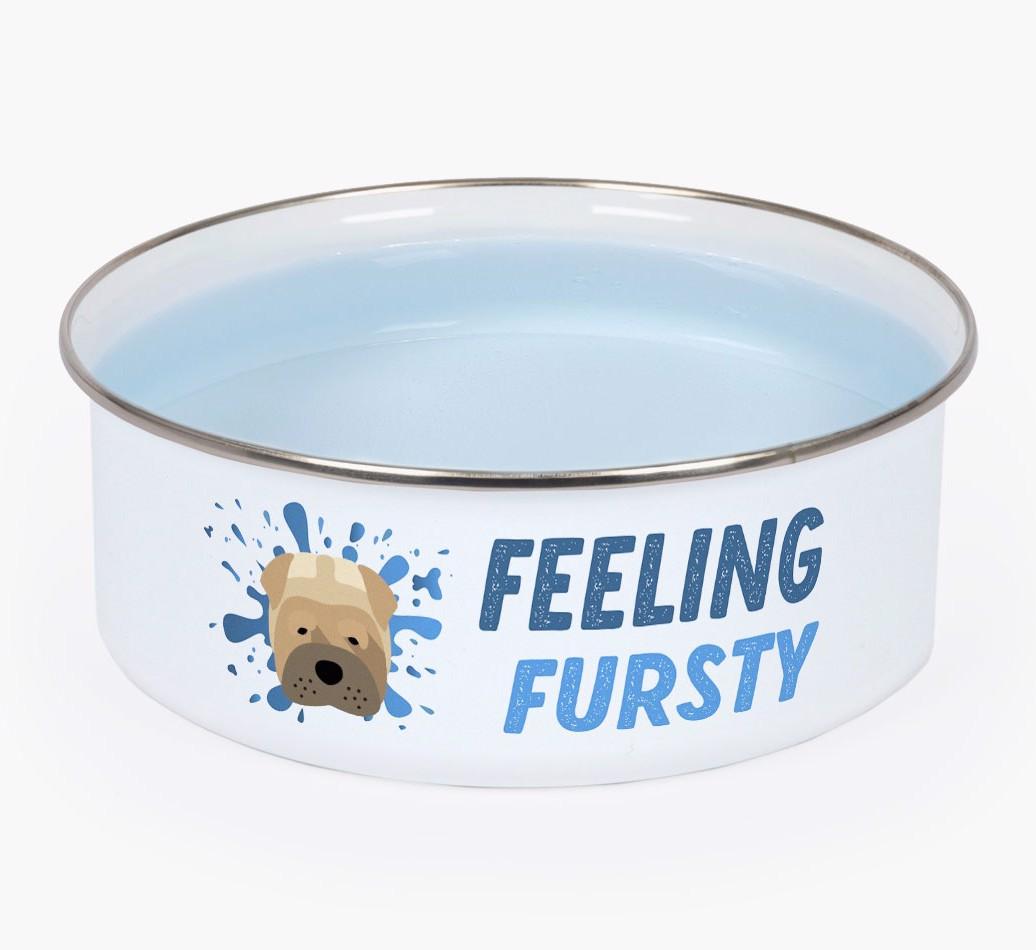 Feeling Fursty: Personalized {breedFullName} Enamel Dog Bowl