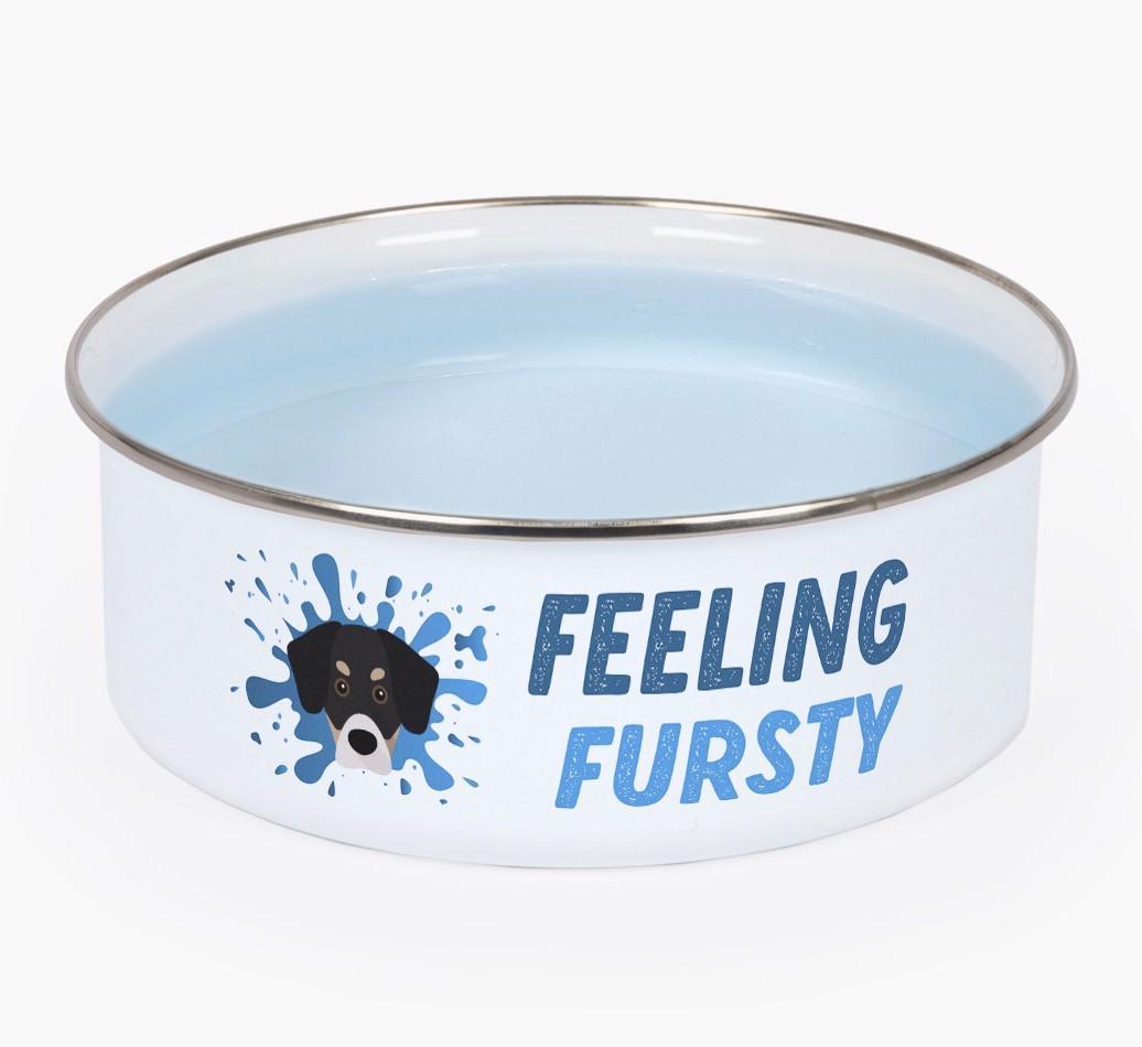 Feeling Fursty: Personalized {breedFullName} Enamel Dog Bowl