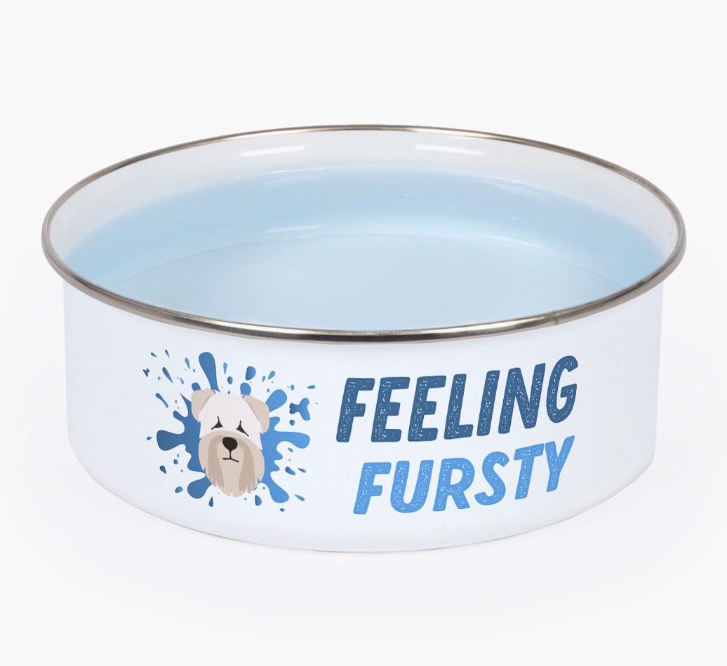 Feeling Fursty: Personalized {breedFullName} Enamel Dog Bowl