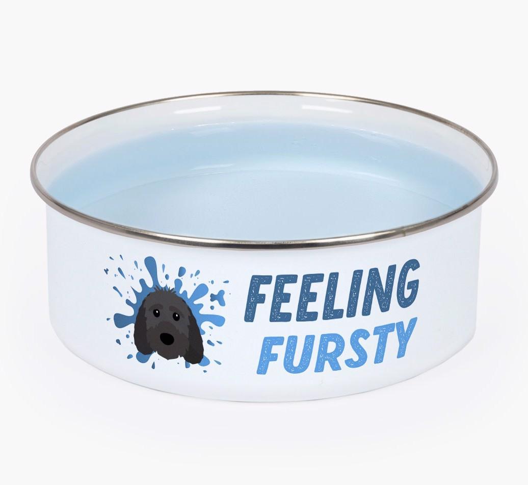 Feeling Fursty: Personalized {breedFullName} Enamel Dog Bowl