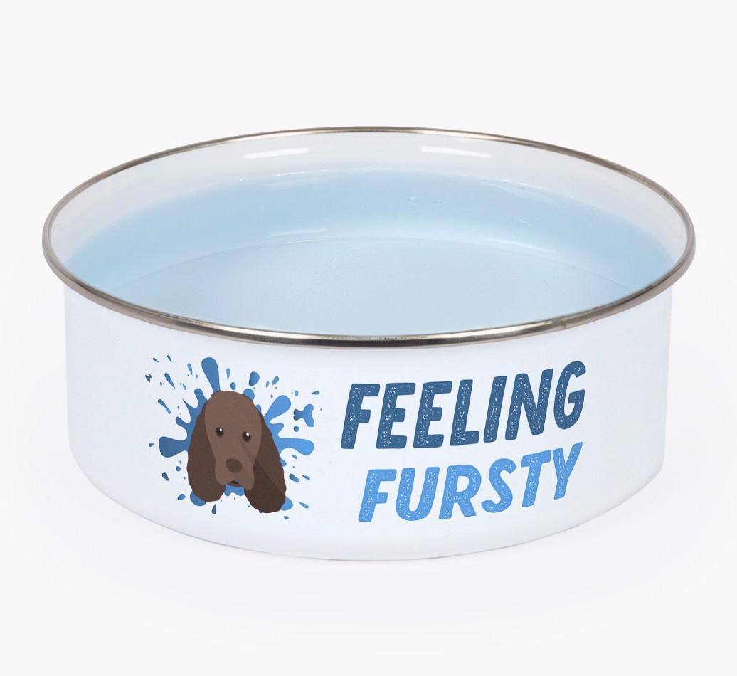 Feeling Fursty: Personalized {breedFullName} Enamel Dog Bowl