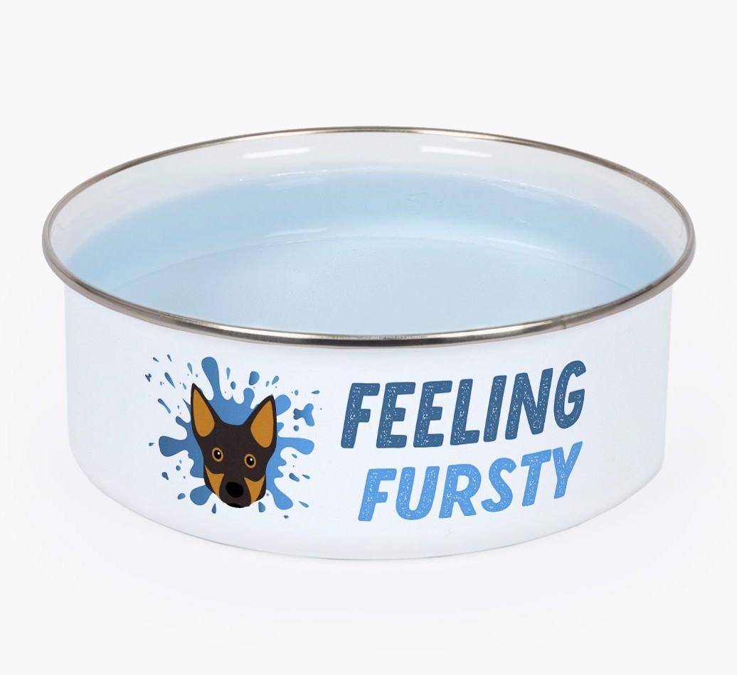 Feeling Fursty: Personalized {breedFullName} Enamel Dog Bowl