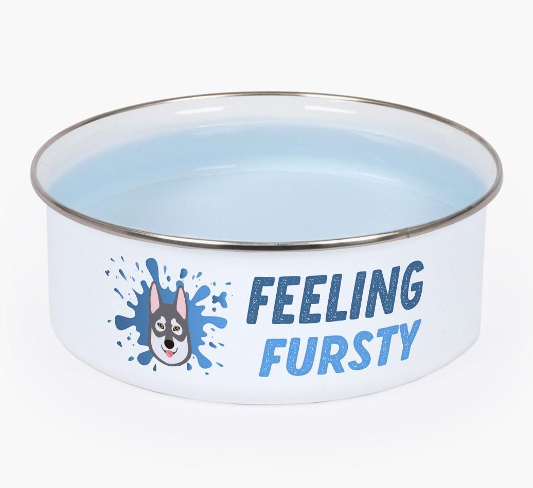 Feeling Fursty: Personalized {breedFullName} Enamel Dog Bowl