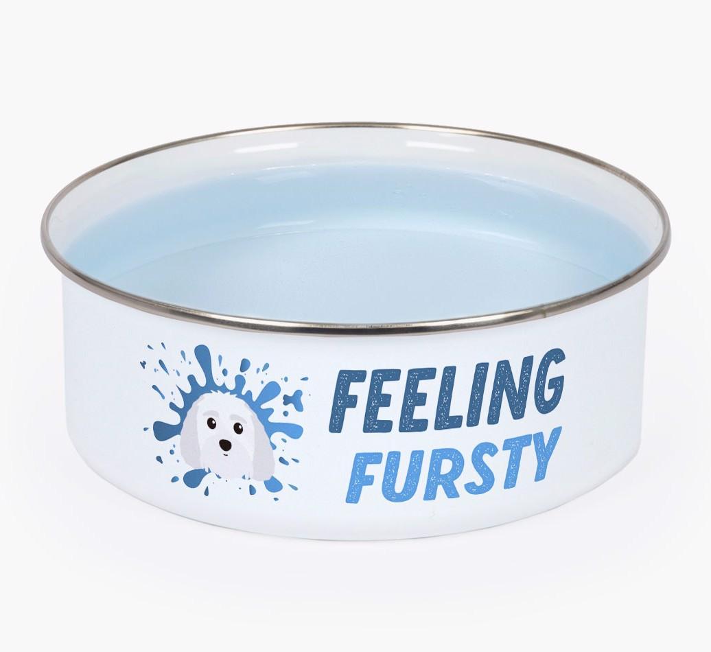 Feeling Fursty: Personalized {breedFullName} Enamel Dog Bowl