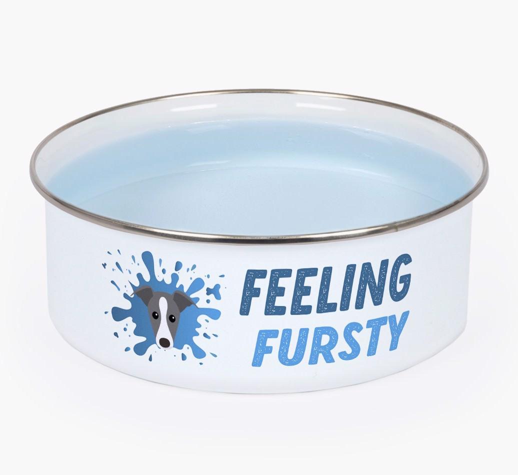 Feeling Fursty: Personalized {breedFullName} Enamel Dog Bowl