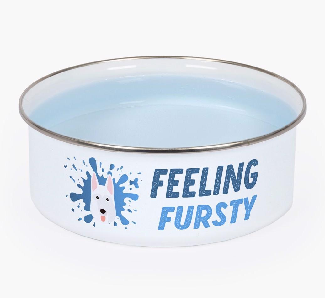 Feeling Fursty: Personalized {breedFullName} Enamel Dog Bowl
