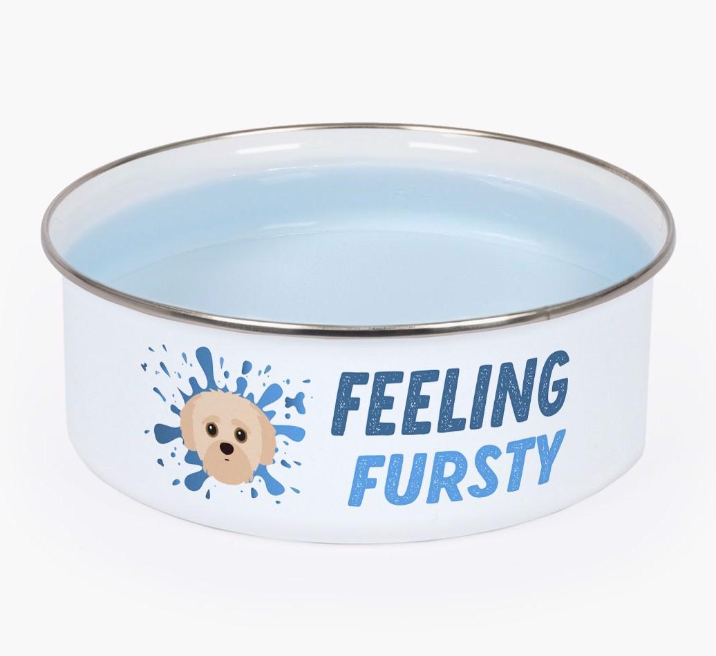 Feeling Fursty: Personalized {breedFullName} Enamel Dog Bowl