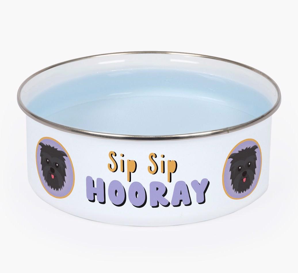 Sip Sip Hooray: Personalized {breedFullName} Enamel Dog Bowl
