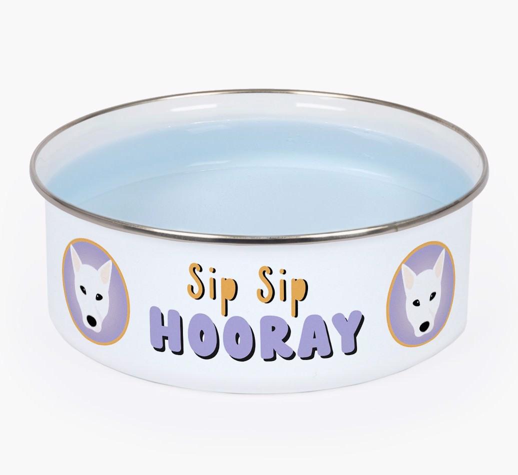 Sip Sip Hooray: Personalized {breedFullName} Enamel Dog Bowl