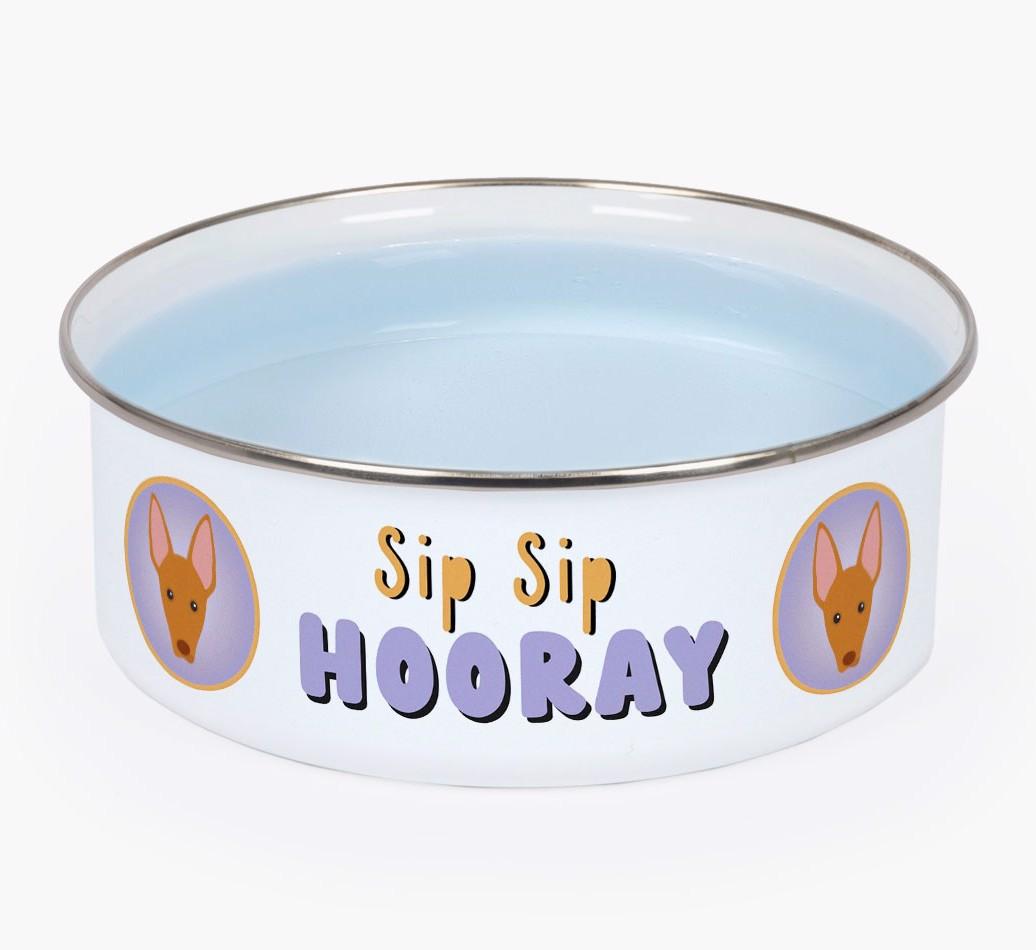 Sip Sip Hooray: Personalised {breedFullName} Enamel Dog Bowl