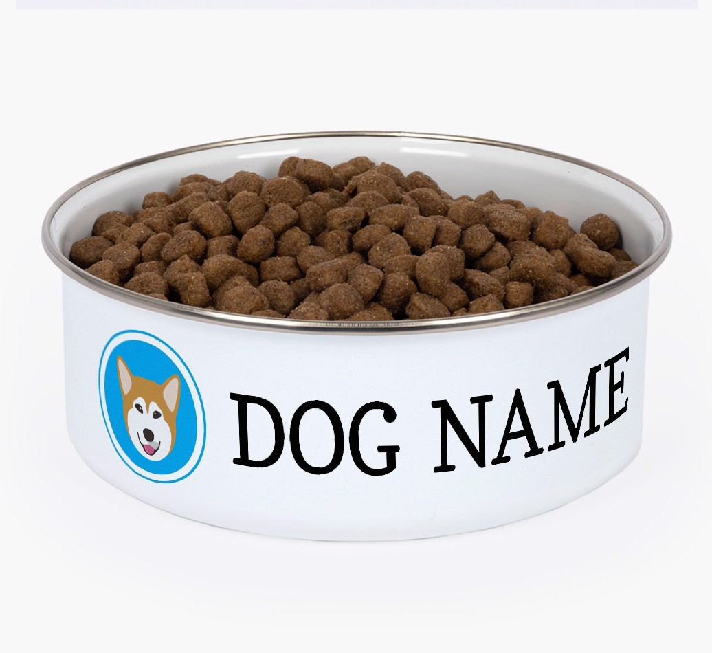 Name and Icon: Personalised {breedFullName} Enamel Dog Bowl