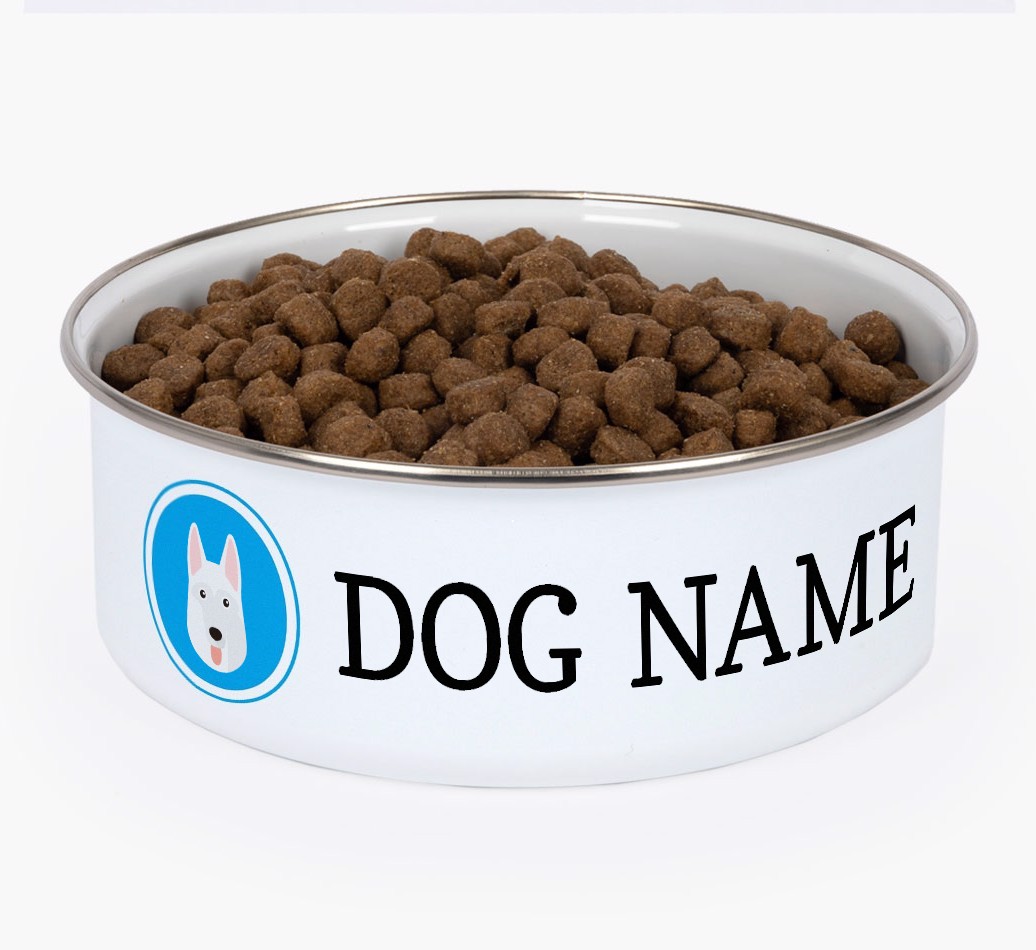 Name and Icon: Personalized {breedFullName} Enamel Dog Bowl