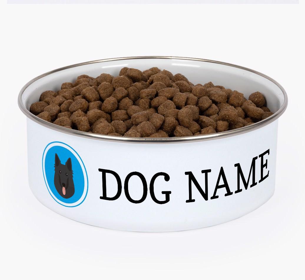 Name and Icon: Personalized {breedFullName} Enamel Dog Bowl