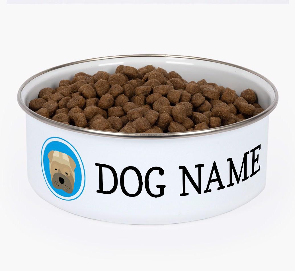 Name and Icon: Personalized {breedFullName} Enamel Dog Bowl