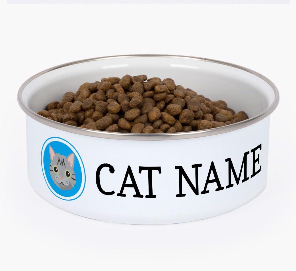 Name and Icon: Personalised {breedCommonName} Enamel Cat Bowl