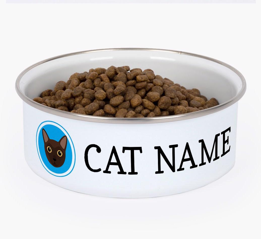 Name and Icon: Personalised {breedCommonName} Enamel Cat Bowl