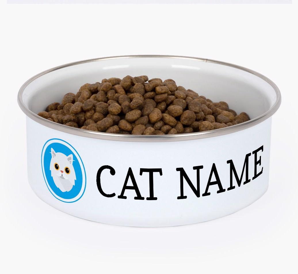 Name and Icon: Personalised {breedCommonName} Enamel Cat Bowl