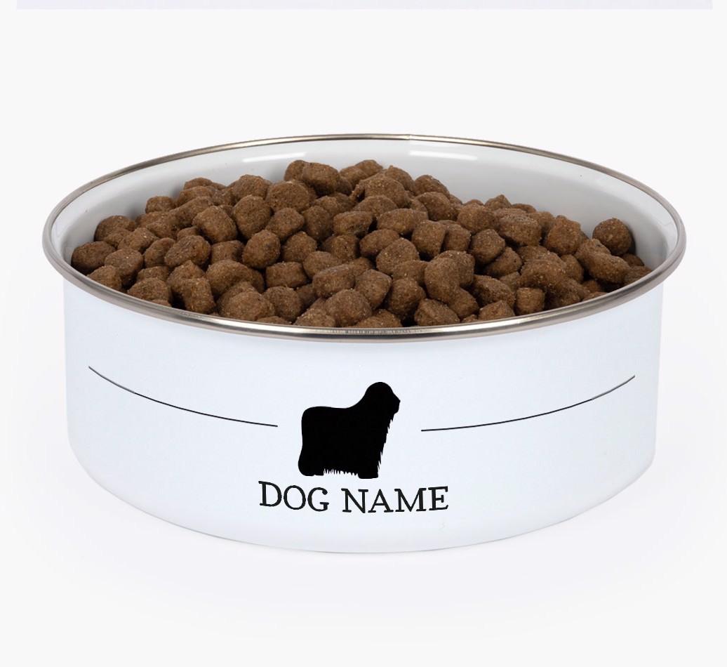Silhouette: Personalised {breedFullName} Enamel Dog Bowl