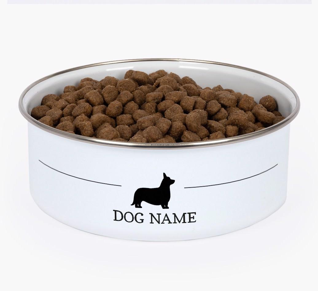Silhouette: Personalized {breedFullName} Enamel Dog Bowl