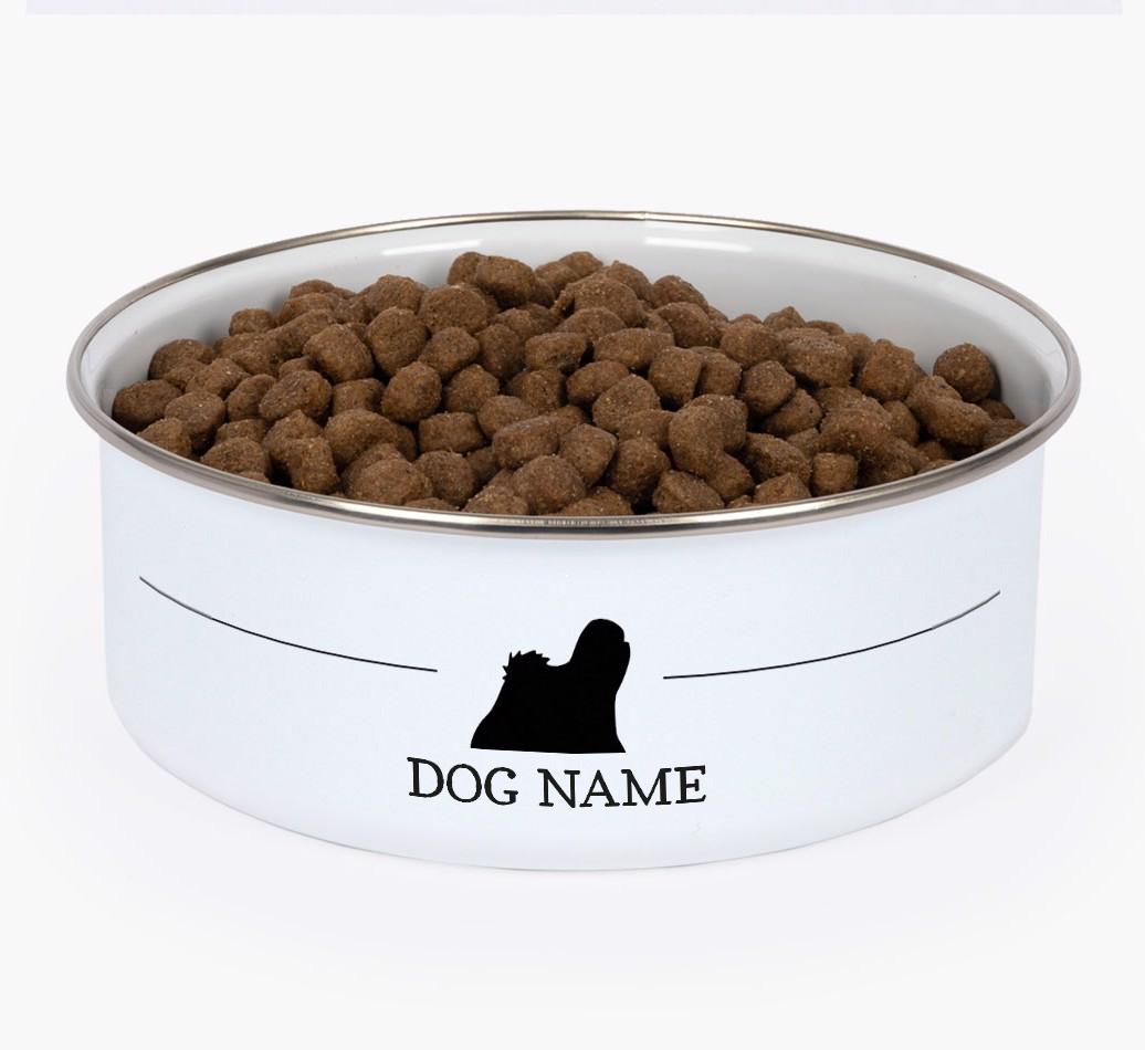 Silhouette: Personalized {breedFullName} Enamel Dog Bowl