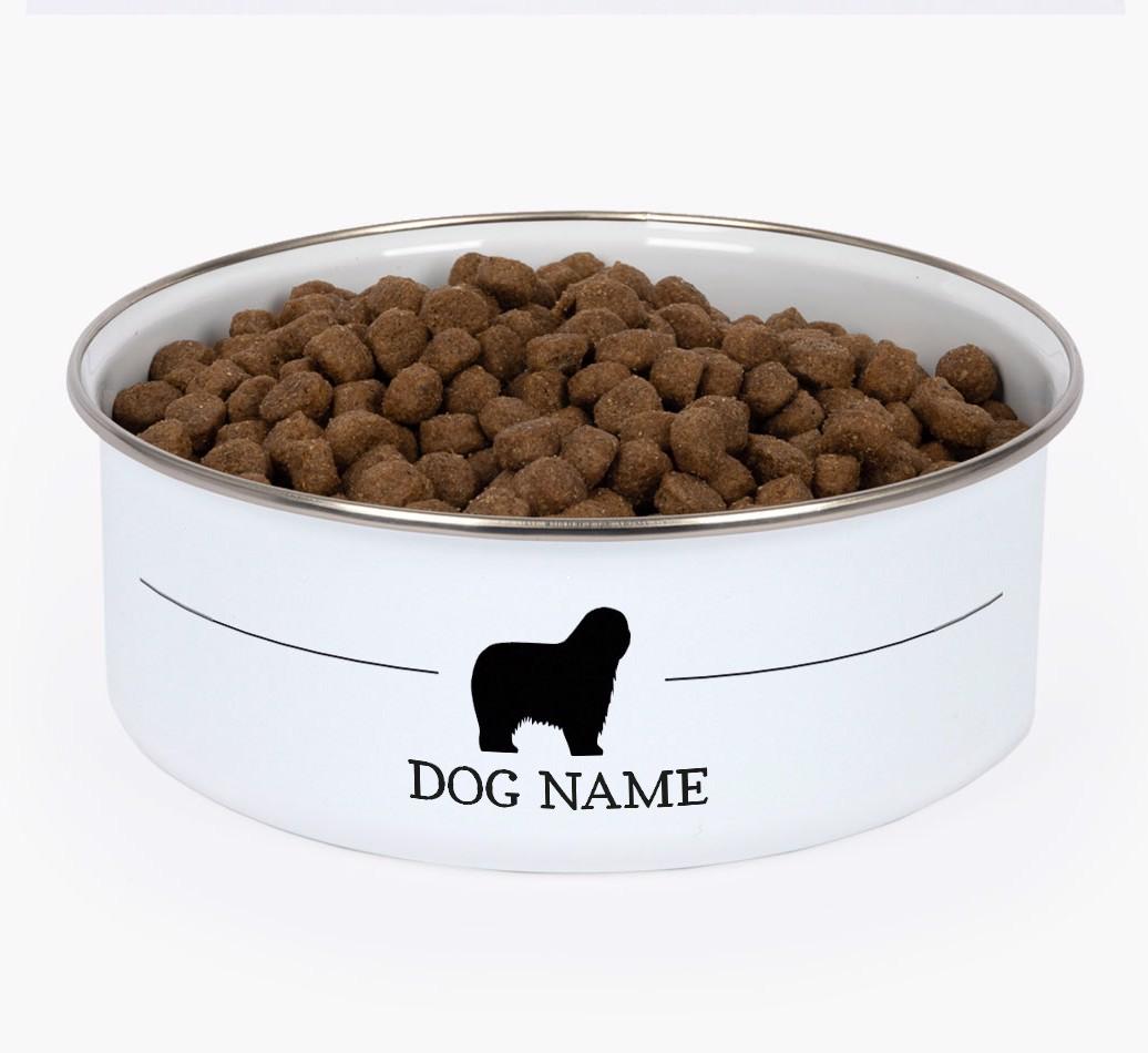 Silhouette: Personalized {breedFullName} Enamel Dog Bowl