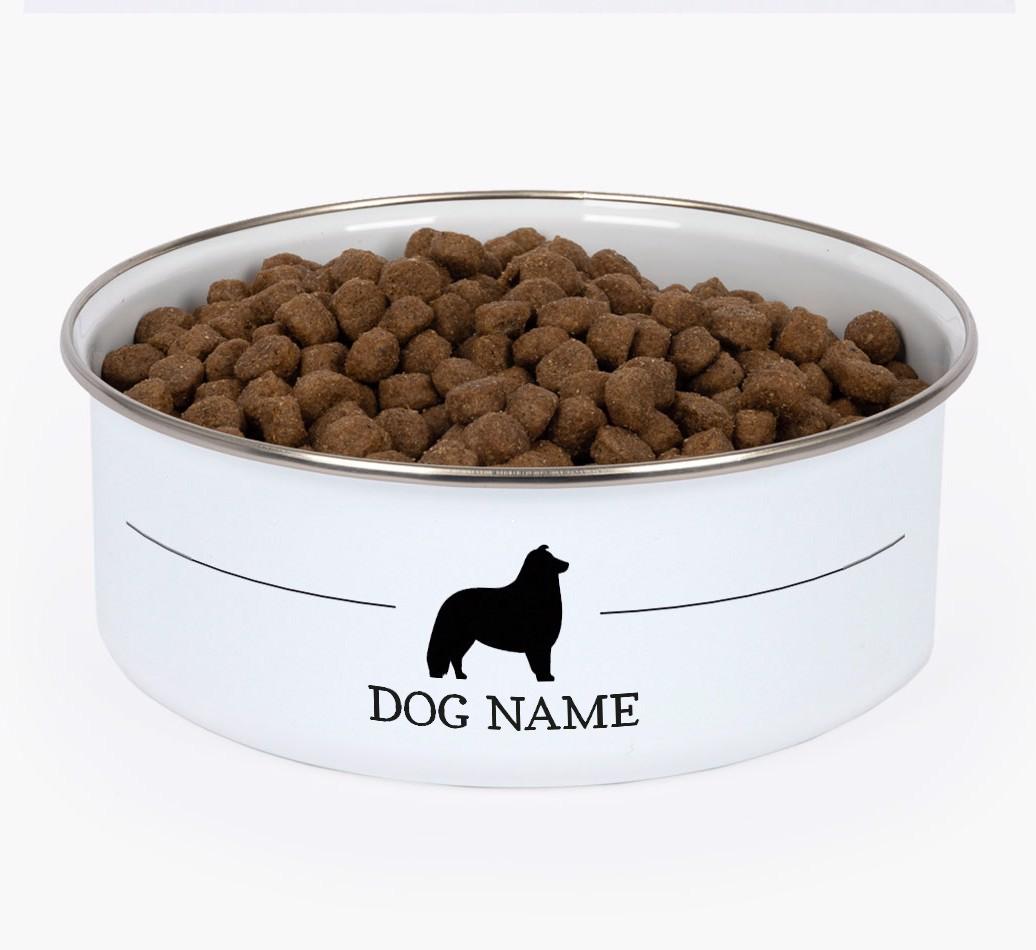 Silhouette: Personalized {breedFullName} Enamel Dog Bowl