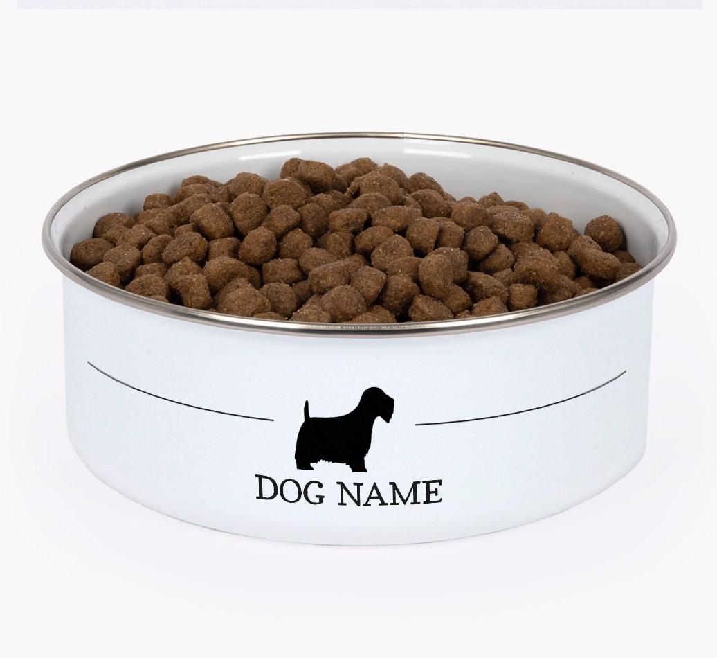 Silhouette: Personalized {breedFullName} Enamel Dog Bowl