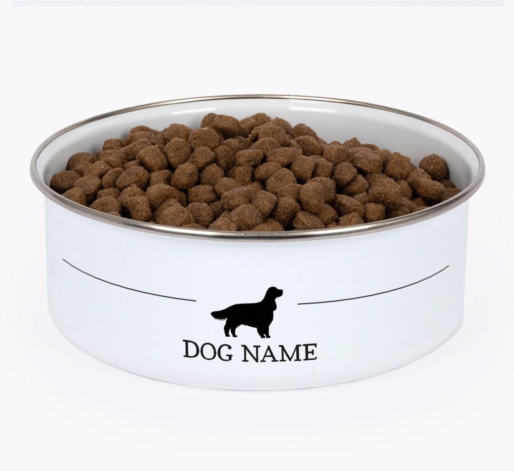 Silhouette: Personalized {breedFullName} Enamel Dog Bowl