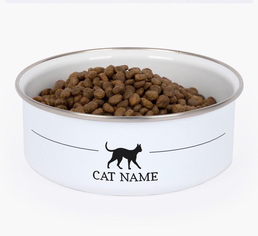 Silhouette: Personalised {breedCommonName} Enamel Cat Bowl