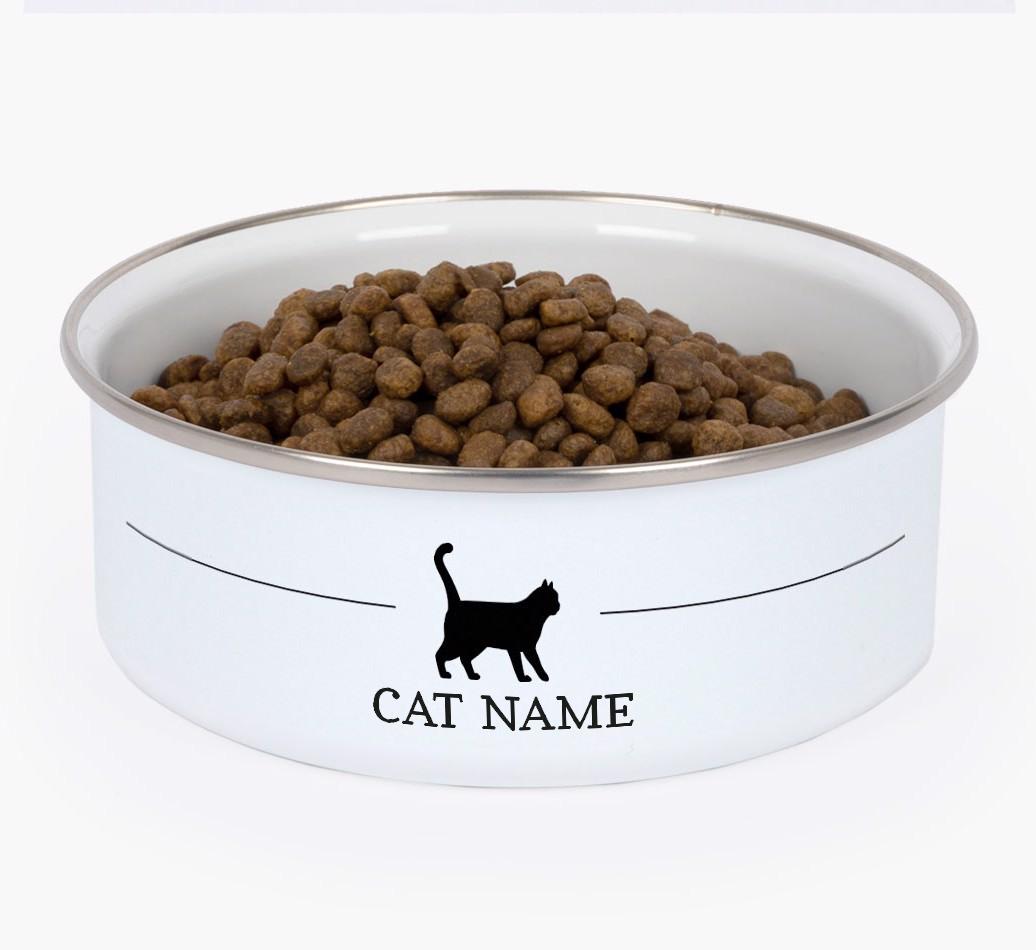 Silhouette: Personalised {breedCommonName} Enamel Cat Bowl