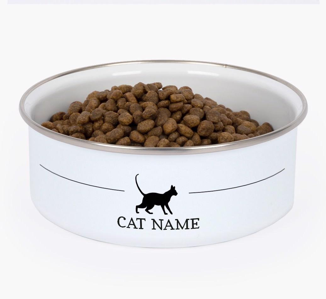 Silhouette: Personalised {breedCommonName} Enamel Cat Bowl